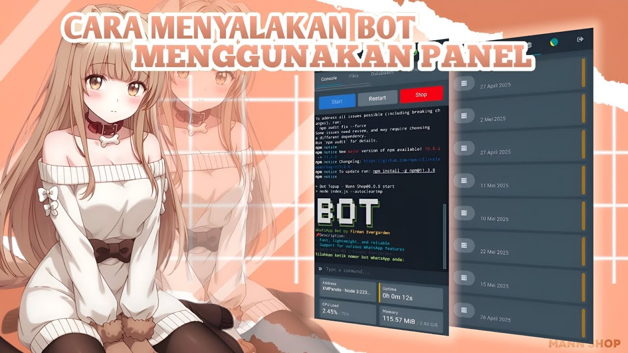CARA MENYALAKAN BOT MENGGUNAKAN PANEL || PTERODACTYL || BOT WA - YouTube
