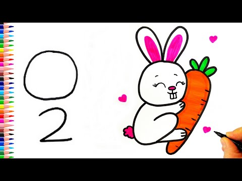 O ve 2 Yazarak Çok Kolay Tavşan Çizimi - Kolay Tavşan Nasıl Çizilir? - How To Draw a Rabbit Easy