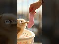 An owl helps a person hang up laundry, even letting itself be playfully clipped to the clothesline.