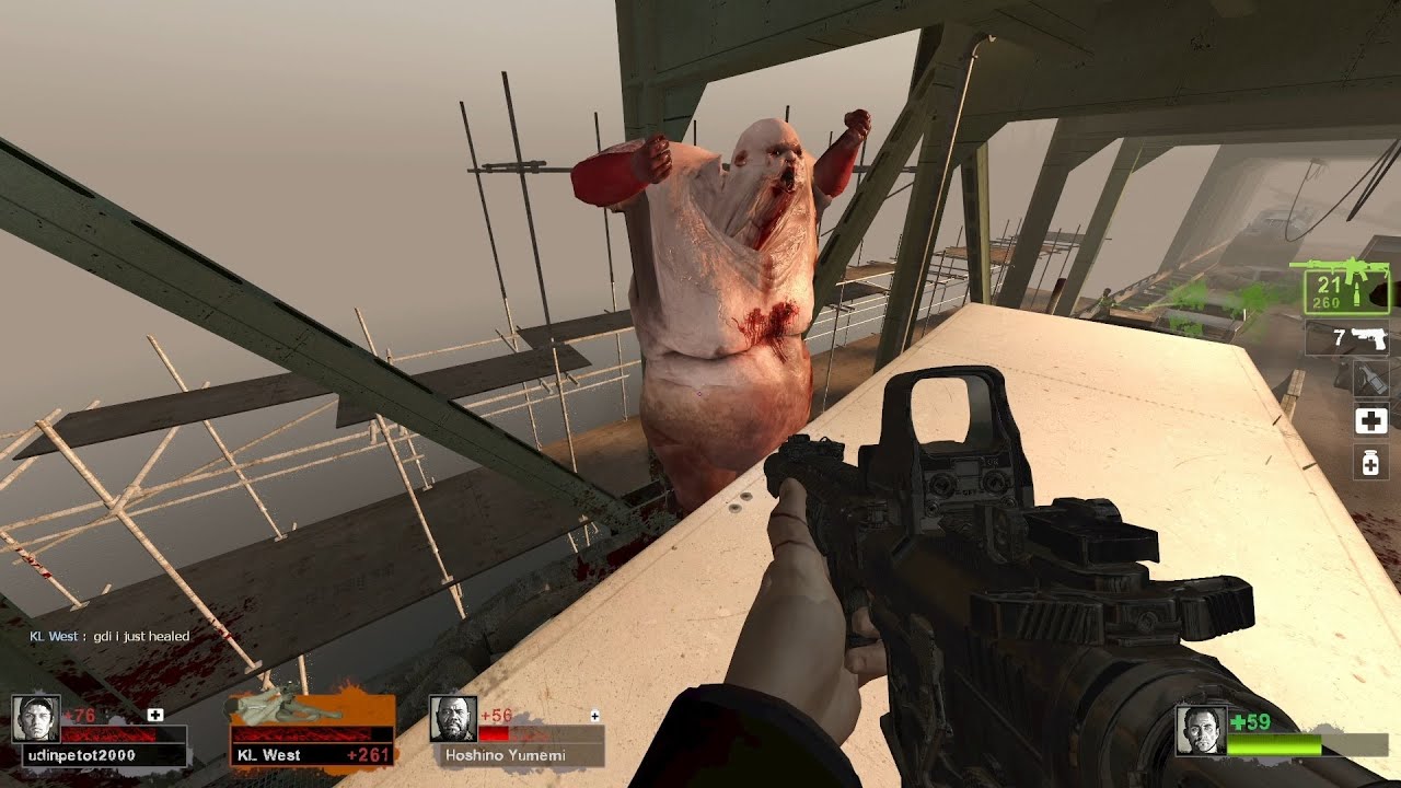 Left 4 Dead 2 Black Modern Weapons с боссом-мясной стеной, полный геймплей