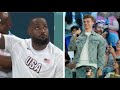 LeBron James Awkwardly thinking Crowd was Cheering him as France's Leon Marchand Enters Building