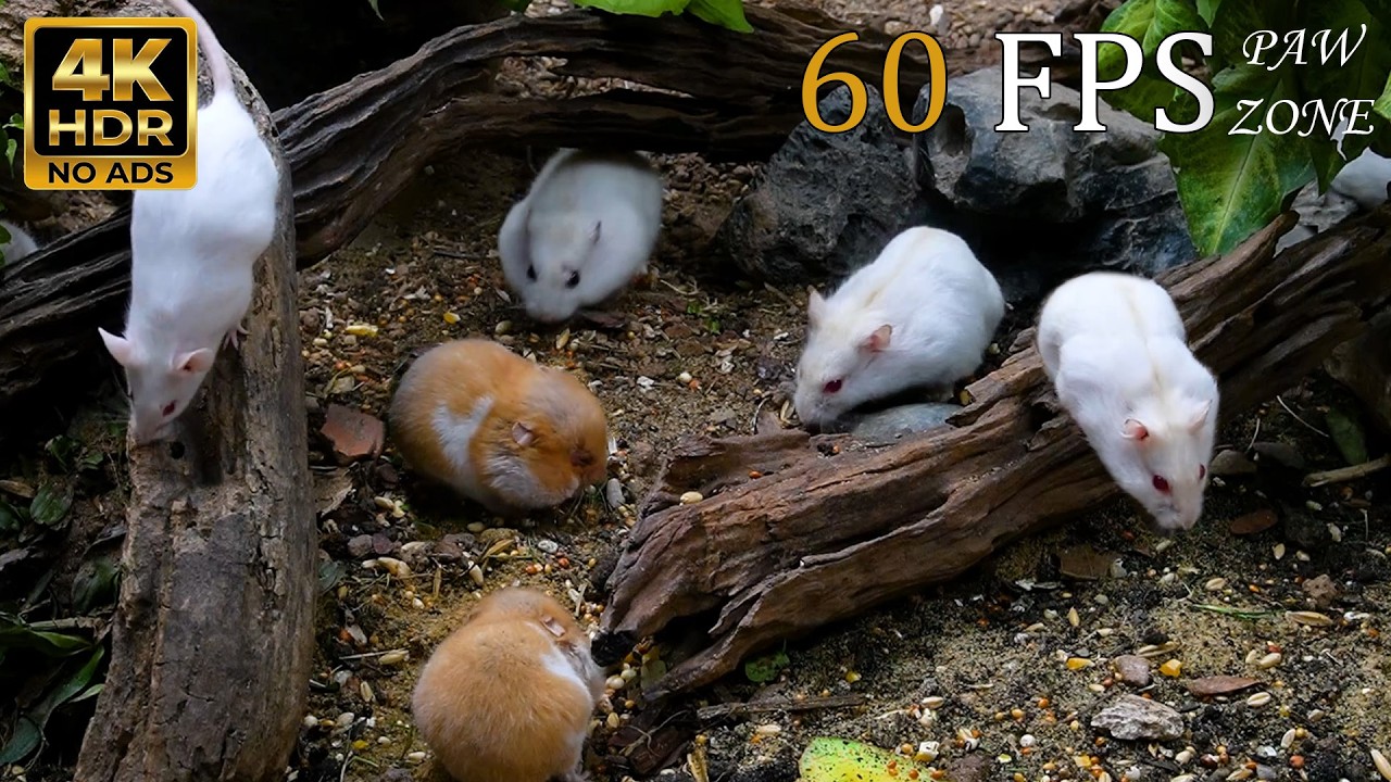 [NO ADS] CAT TV 😺 Hidden Sanctuary: White Mice Tunnel Quest & Guinea Pig Garden Feast 🐹 4K
