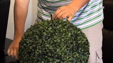 #Attaching a Faux Boxwood Ball to a Wicker Vase#