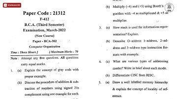 BCA 3RD SEM COMPUTER ORGANIZATION MAR 2022 | MJPRU