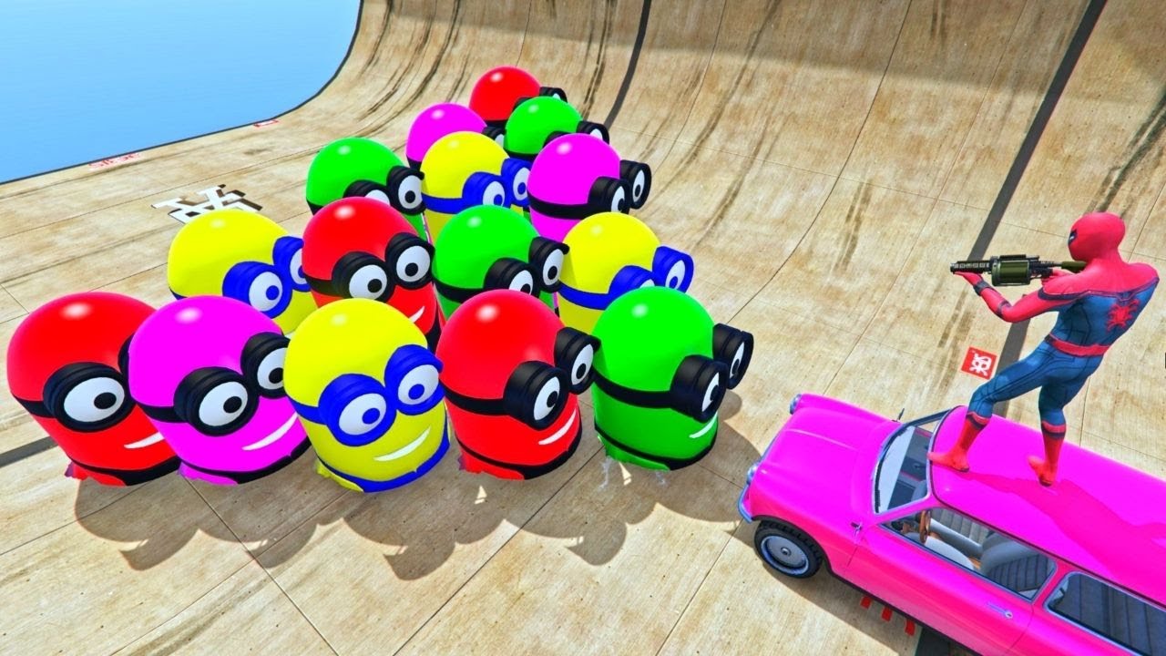 GTA 5 Red Spiderman VS Red Minions VS Green Minions Epic Moments