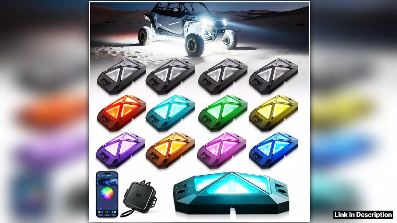 MICTUNING 1216 Pods C4 RGBW LED Rock Lights Underglow Neon Accent Lighting Kit App ControlIP68