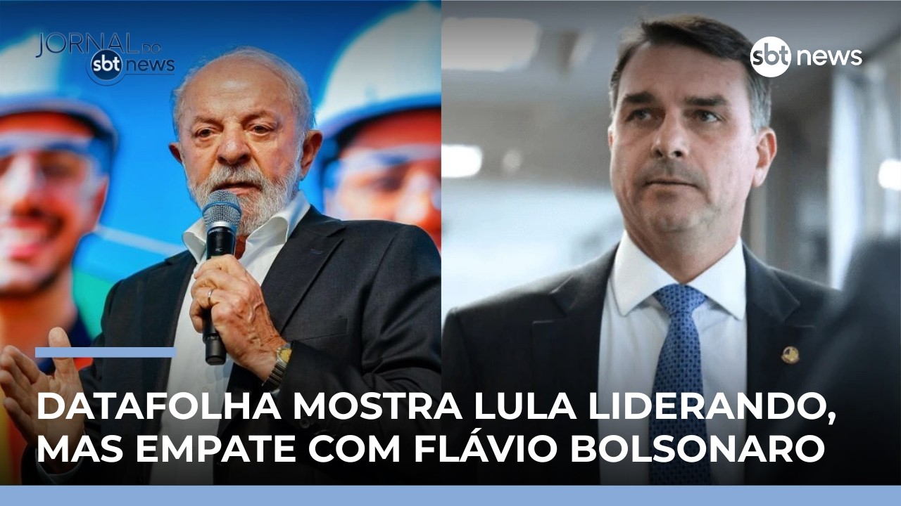 Datafolha: Lula lidera 1º turno, mas empata com Flávio Bolsonaro | #JornaldoSBTNews