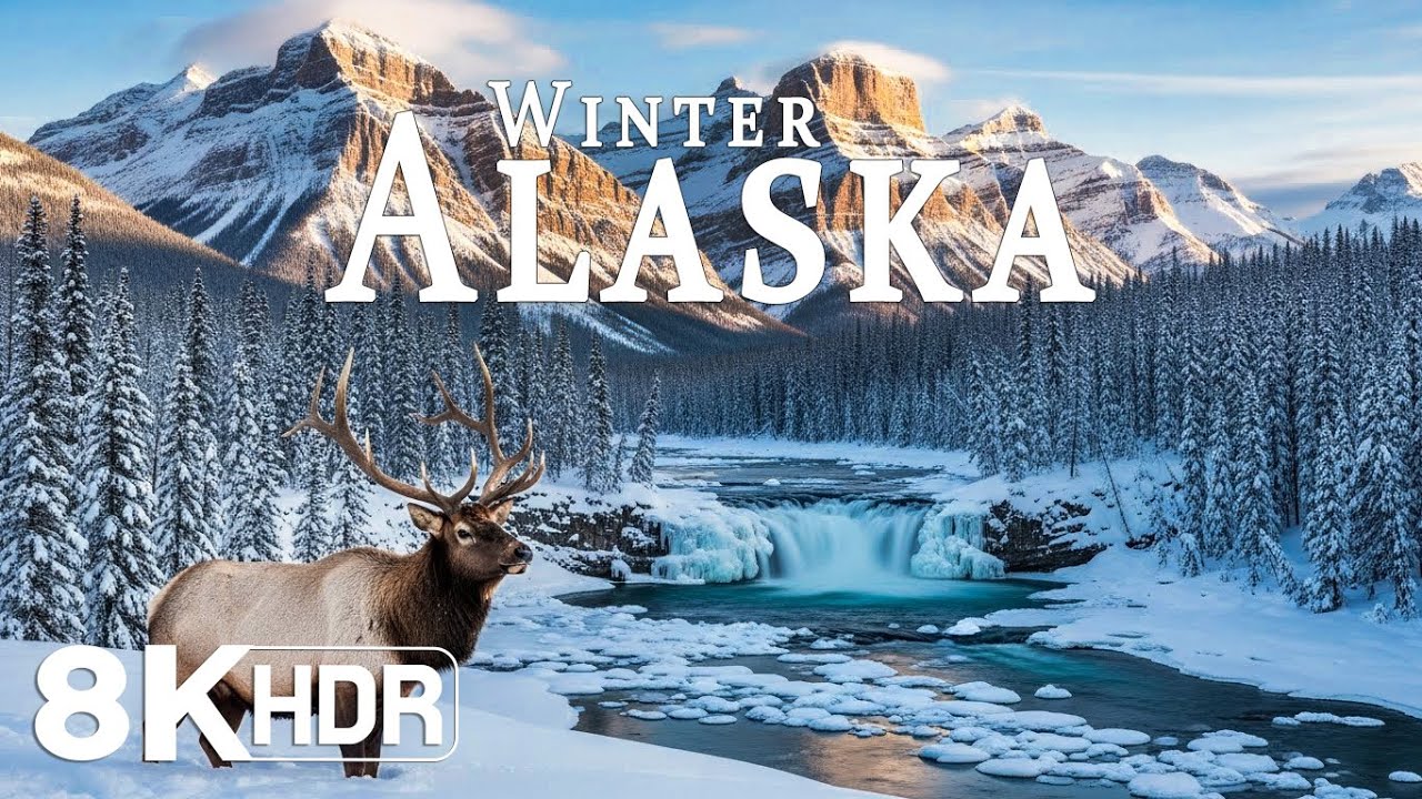 ALASKA IN WINTER 8K ❄️ Snowy Mountains, Frozen Wilderness & Untouched Arctic Beauty