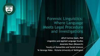 Centre for Justice Innovation public lecture Forensic Linguistics
