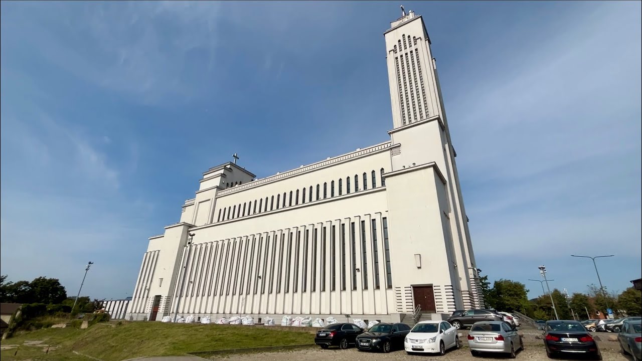 At the top of Christ's Resurrection Church in Kaunas, Lithuania 