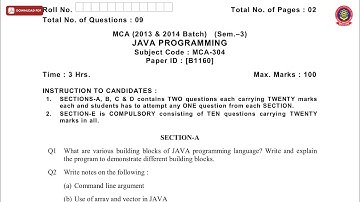 MCA 3RD SEM JAVA PROGARAMMING B DEC 2018 | PTU