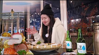 초겨울 한강 러닝🔥 루프탑에서 혼술🍶 모듬회에 소주 2병이 이렇게 맛있어지다니..!