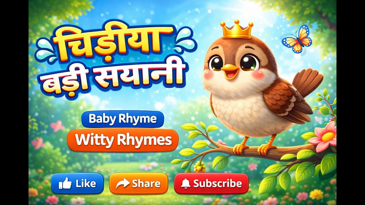 चिड़िया रानी बड़ी सयानी 🐦 | Sparrow Baby Rhyme in Hindi | Kids Rhymes | Witty Rhymes