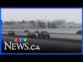 Icy roads, snowy weather impacting travel out of Edmonton