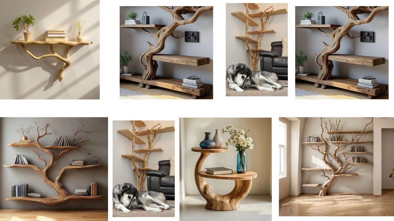 DIY Tree Branch Shelves – Rustic Charm Meets Creative Wall Decor - YouTube