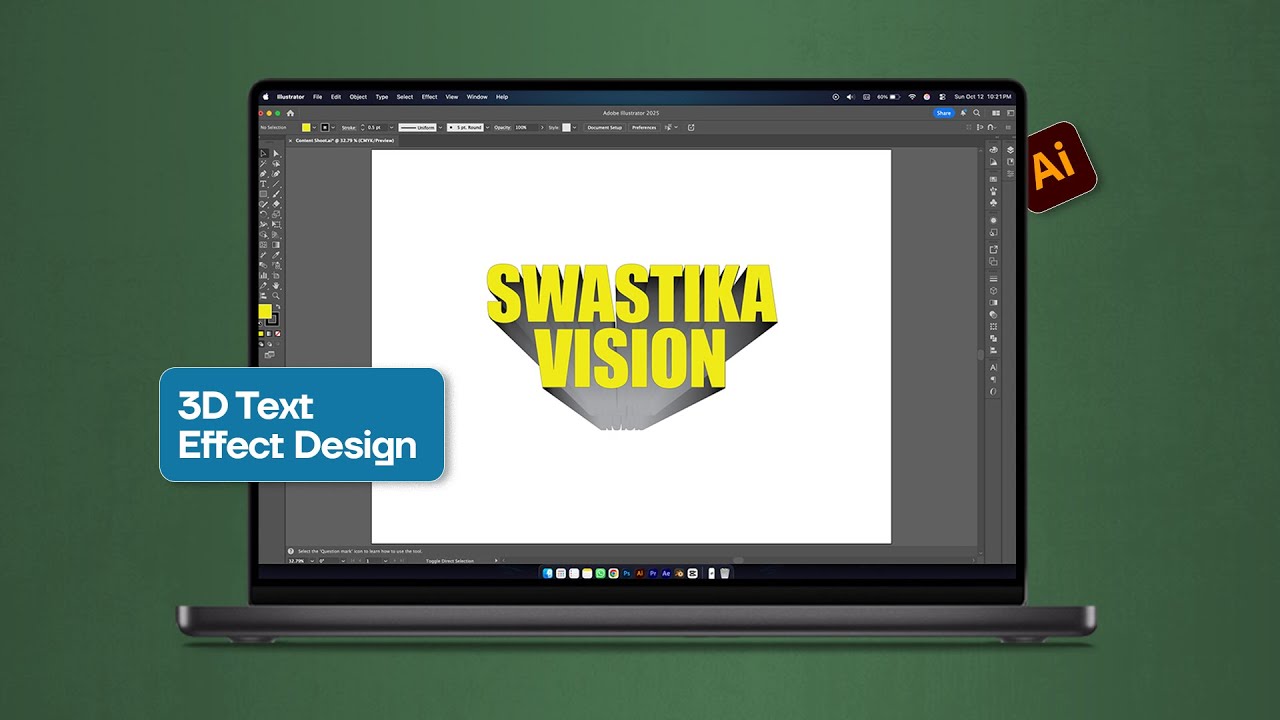 3D Text Design Effect in Adobe Illustrator | Easy Tutorial - YouTube