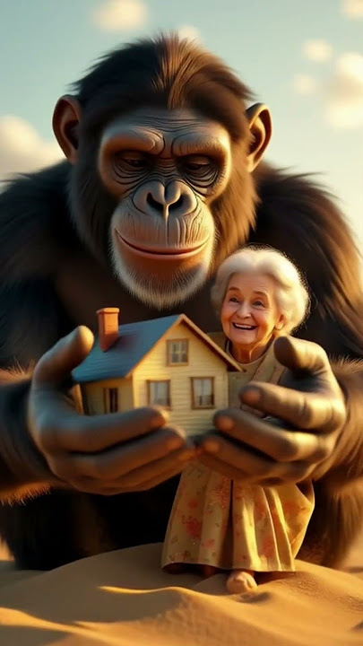 #AIStory #Shorts The Guardian of the Desert Emotional Animation Grandma & The Giant Monkey Story