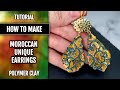 Polymer clay tutorial: How to make Unique Moroccan Style Earrings! Textures and Cutters used!