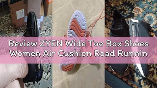 Review ZYEN Wide Toe Box Shoes Women Air Cushion Road Running Shoes Extra Wide Width Sneakers Arch S