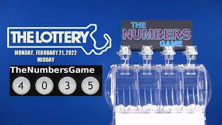 Midday Numbers Game Drawing: Monday, February 21, 2022
