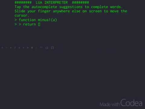 Lua interpreter in Codea