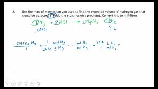 Lab Calculations - Gas Stoichiometry #2