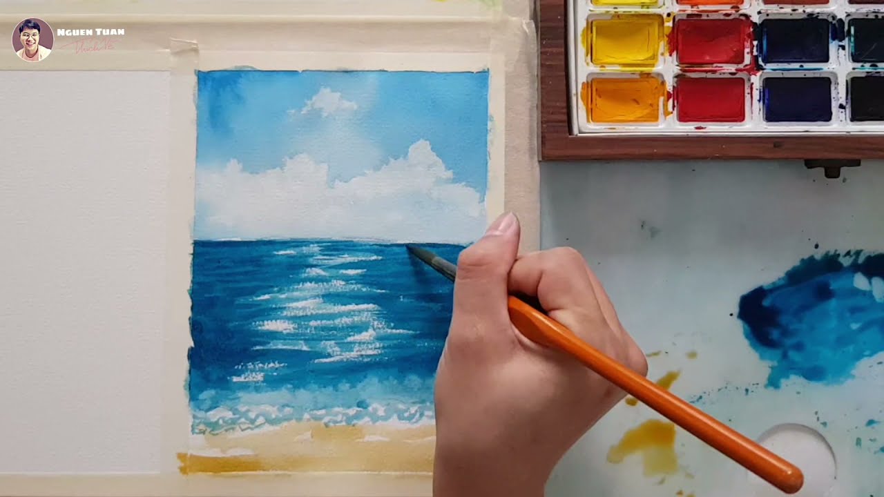 Cách Vẽ Chỉ Với 4 Màu   Bức Tranh Acrylic Bãi Biển Dễ Dàng  Bilibili