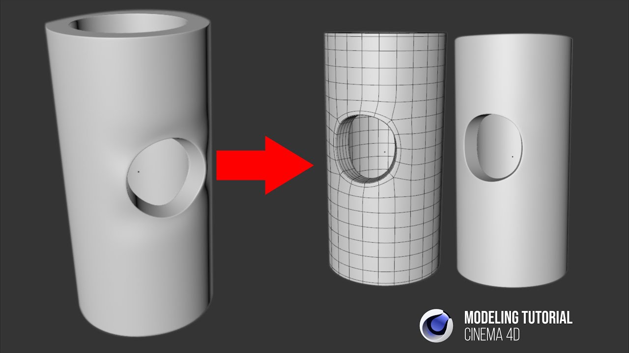 The right way to cut holes in curved surfaces in cinema 4d using shrink ...