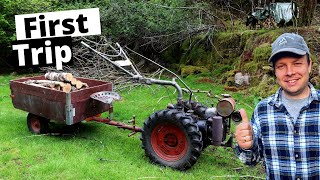 The first trip in the forest with our Irus two-wheel tractor