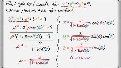 Converting to Spherical Coordinates: Ellipsoid (x^2+y^2+9z^2=9)