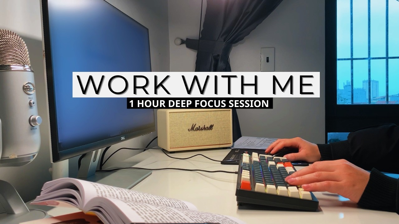 1 Hour Rainy Night Work With Me | Pomodoro 50/10 | Productivity Session With Focus Lo-Fi Music