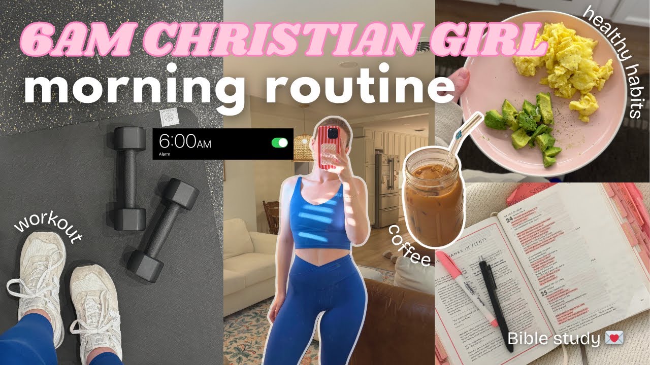 CHRISTIAN GIRL MORNING ROUTINE 𓇼𓏲*ੈ✩‧₊˚✞︎ early morning, coffee, bible study, workout, simple living