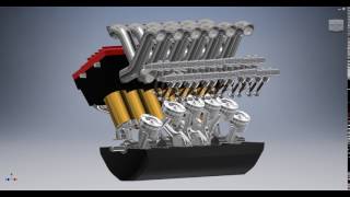 V12 Engine Autodesk Inventor Working Animation
