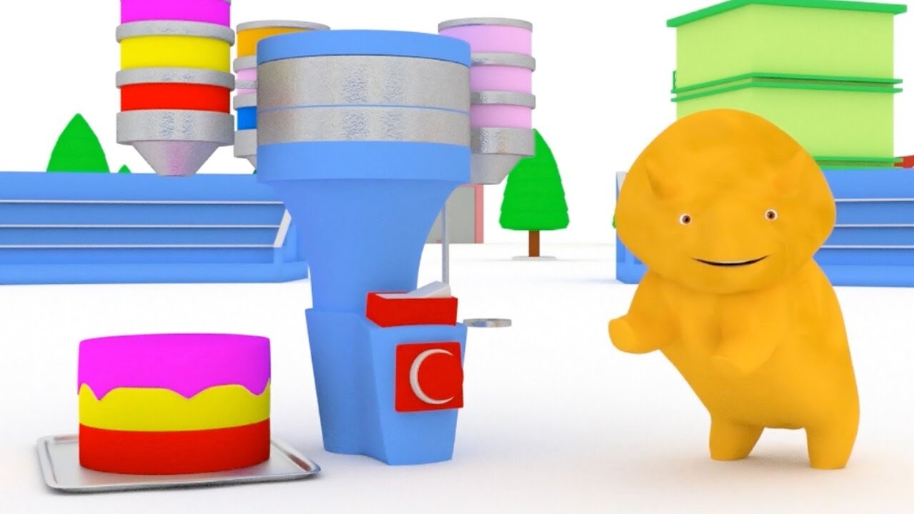 Aprende los colores con el pastel de cumpleaños y Dino el Dinosaurio