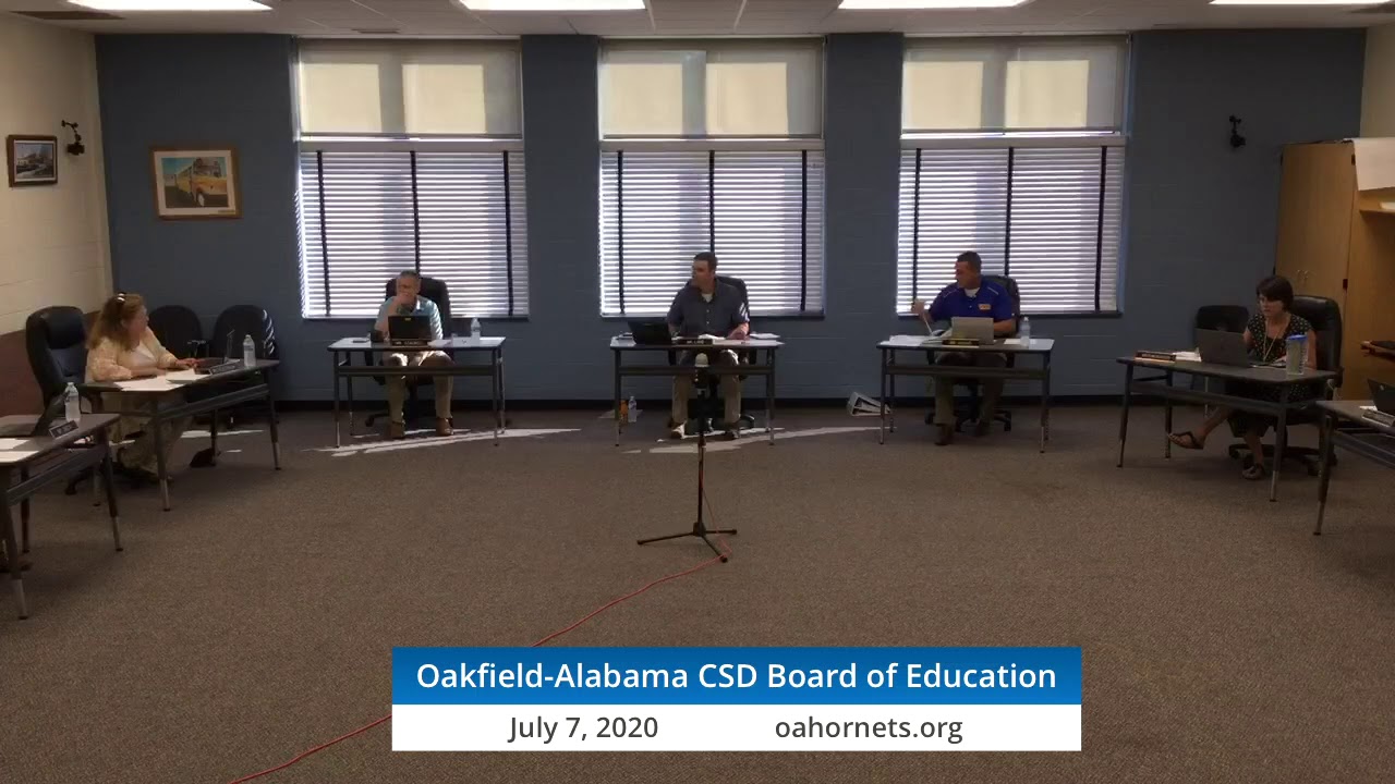 July 7 2020 OakfieldAlabama CSD Board of Education Meetings YouTube