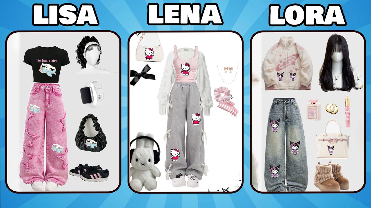 Lisa vs Lena vs Lora Fashion & Beauty Choice Challenge 💖 