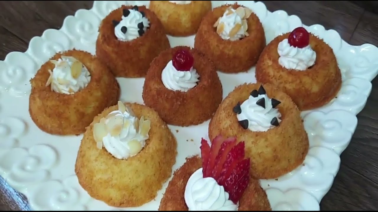 ميني كيك بالكريمة باسهل طريقة مذاقهم خطير كايذوبو فالفم😋👌