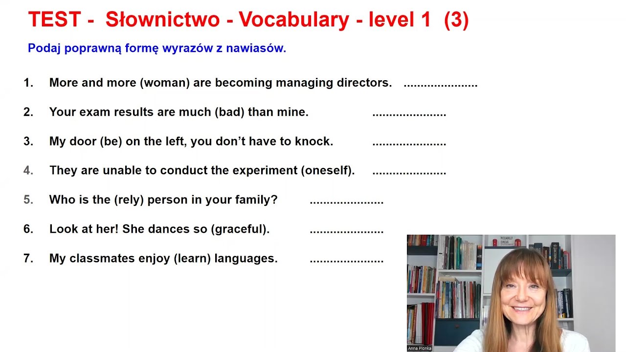 TEST - Słownictwo - Vocabulary (level1) part 3 - YouTube