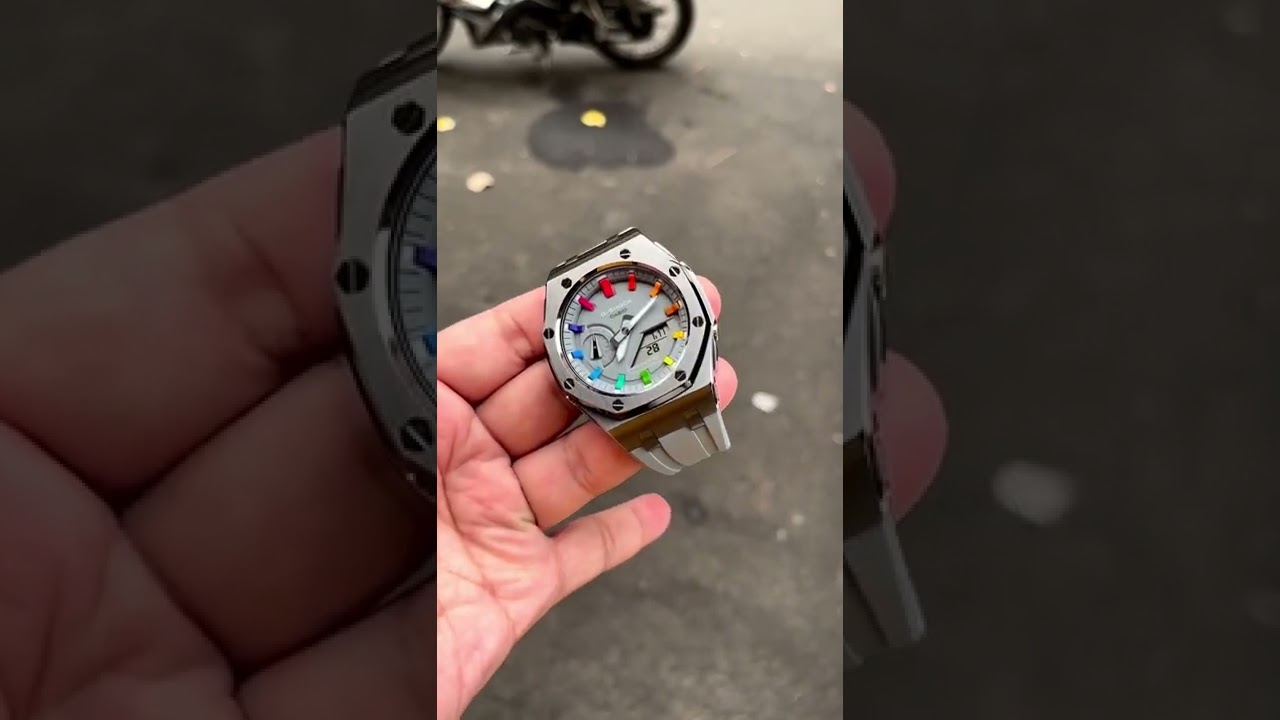 G-Shock Custom AP Grey RainbowkCurve Style 🆕 🔅 Water Resistant 200M . 🔅 Bahan casing 