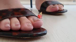 Giantess Crushes Tiny People With High Heel Sandals Close Up