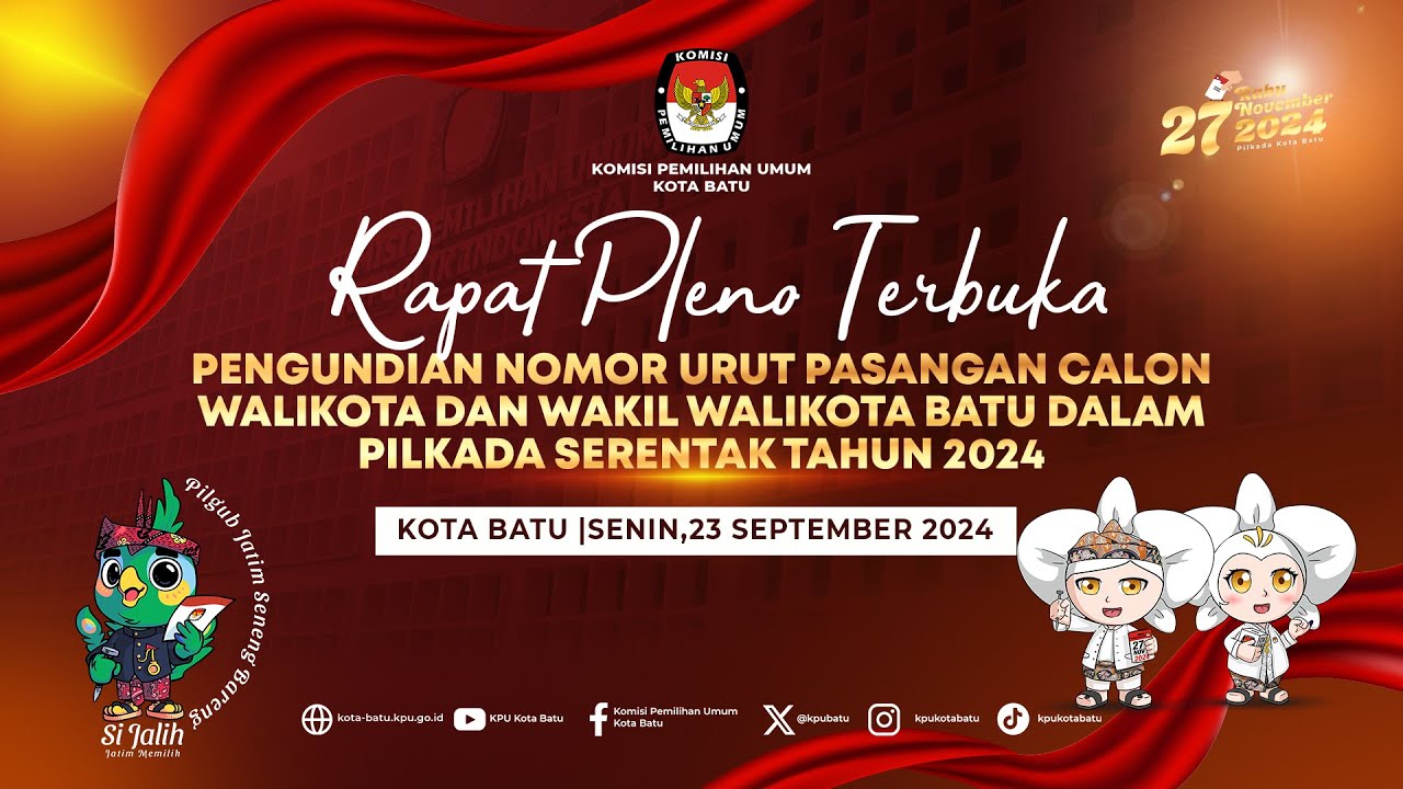 RAPAT PLENO TERBUKA - PENGUNDIAN NOMOR URUT PASANGAN CALON WALIKOTA & WAKIL WALIKOTA BATU