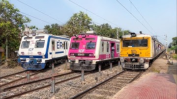 Different Model AC vs Non AC EMU local trains crossing Simurali Railegate