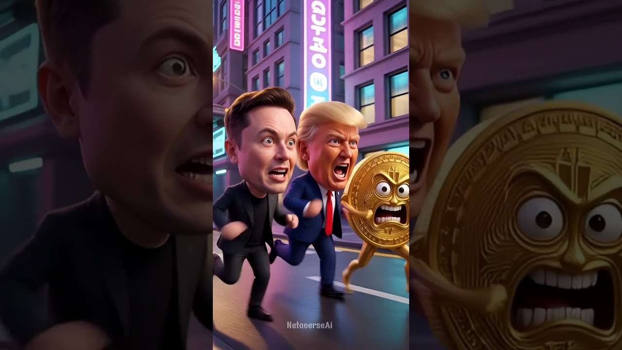 Elon Musk & Trump Chasing Bitcoin 💰 Funny AI Animation