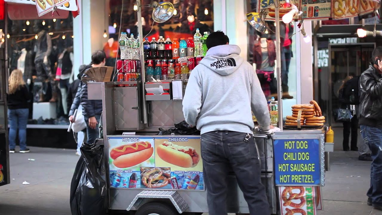 Hot Dog Stand NYC  - Free Stock Video Footage