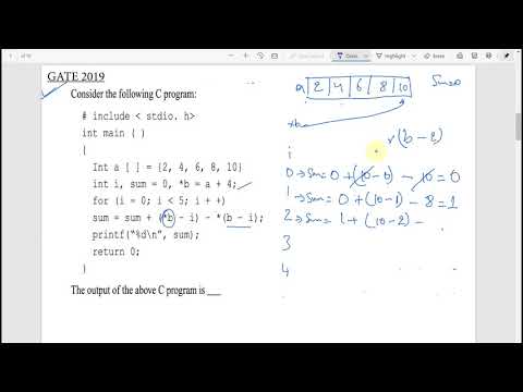 GATE 2019 Solution | C programming I Pointer and Array | Pointer Arithematic
