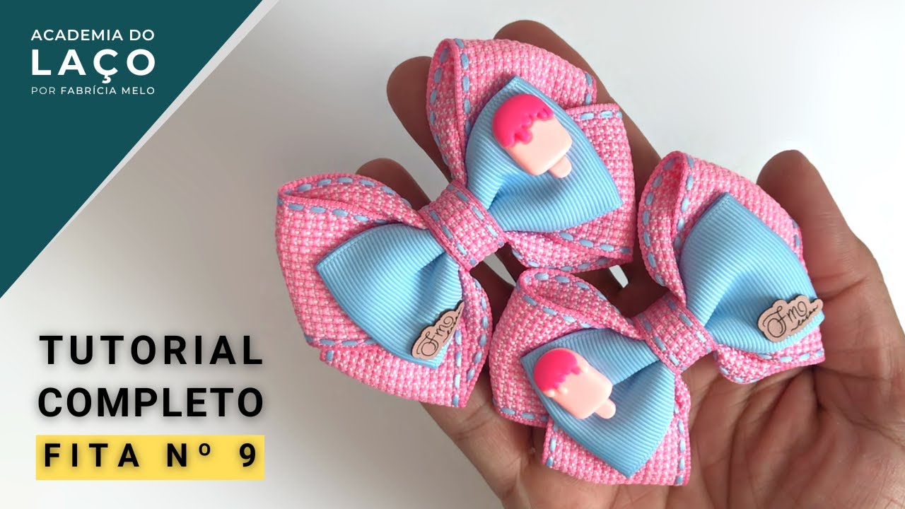 Laço Cruzado com Gravatinha na fita número 9 