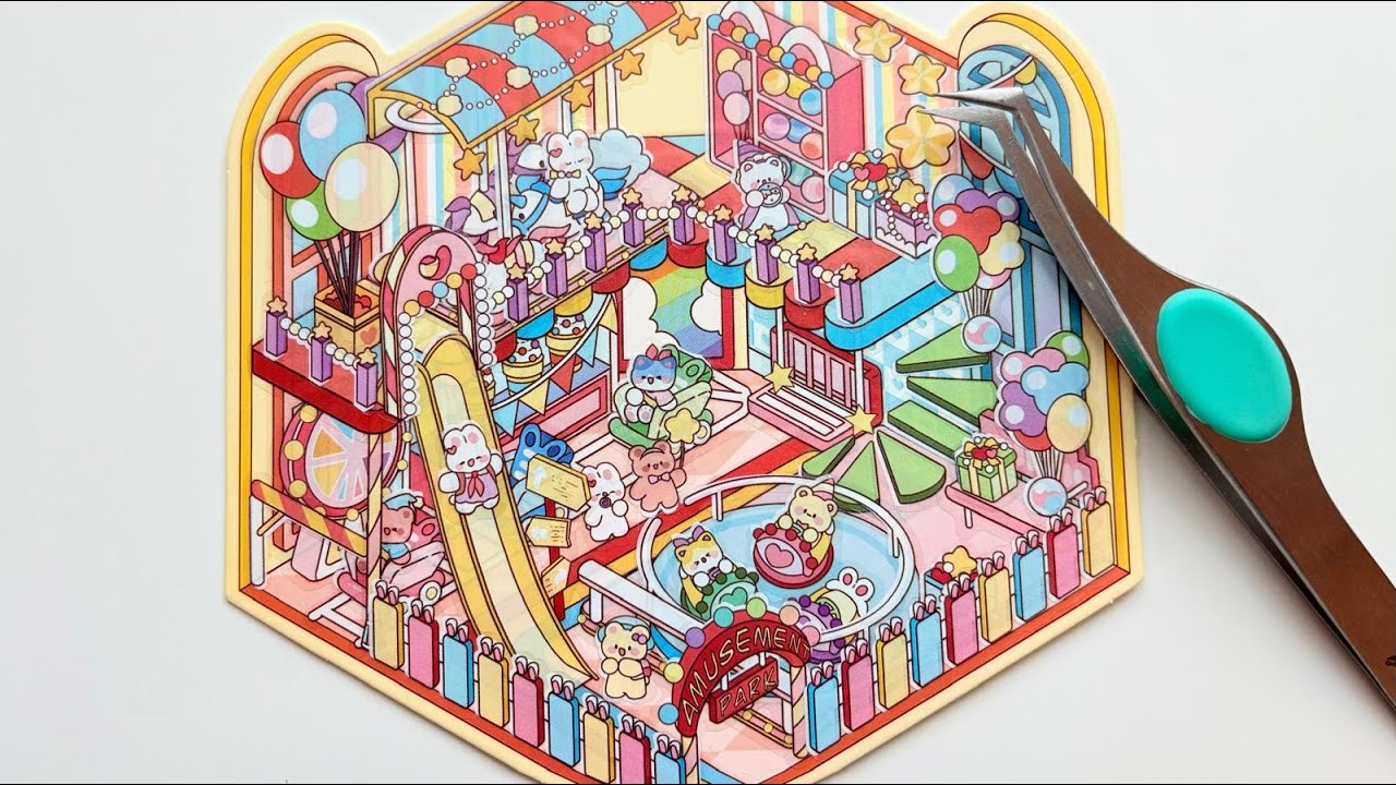 ASMR | Amusement Park |Cute & Satisfying Miniature Sticker Scene ...