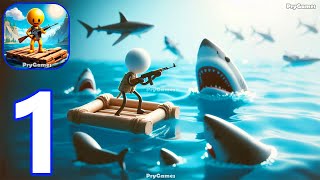 Raft Craft - Gameplay Walkthrough Part 1 Stickman Raft Survival, Raft War Commander - Android Game screenshot 2