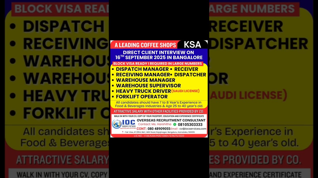 👉 Saudi Arabia Jobs 2025 | Direct Interview in India | Free Recruitment