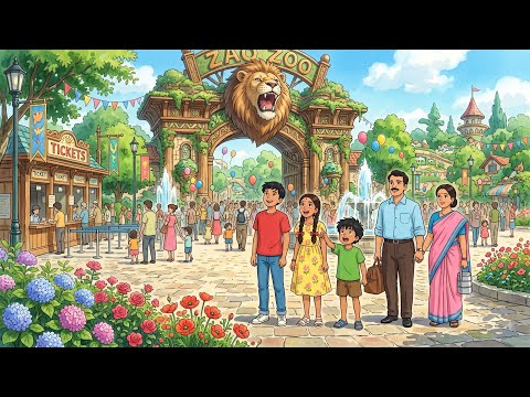90s में पहली Zoo Trip 😍 | शेर, हाथी, बंदर और बारिश की मस्ती ❤️ | Ghibli animated story